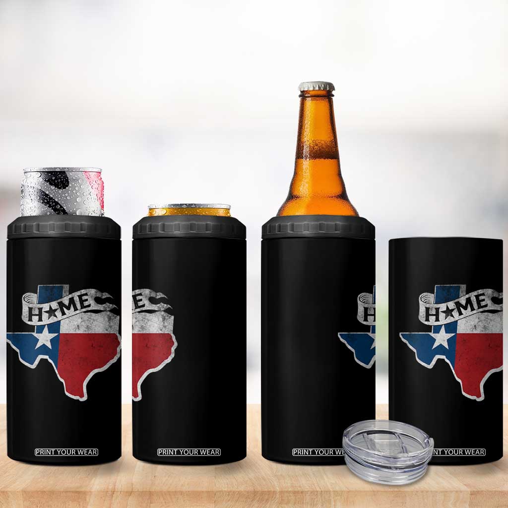 Texas Home State Map Distressed Flag 4 in 1 Can Cooler Tumbler TS09 Print Your Wear