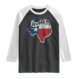 Texas Home State Map Distressed Flag Raglan Shirt TS09 Black White Print Your Wear