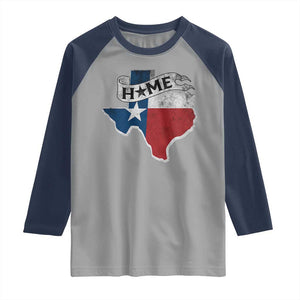 Texas Home State Map Distressed Flag Raglan Shirt TS09 Sport Gray Navy Print Your Wear