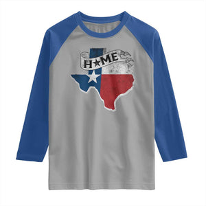 Texas Home State Map Distressed Flag Raglan Shirt TS09 Sport Gray Royal Print Your Wear