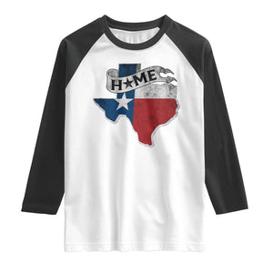 Texas Home State Map Distressed Flag Raglan Shirt TS09 White Black Print Your Wear