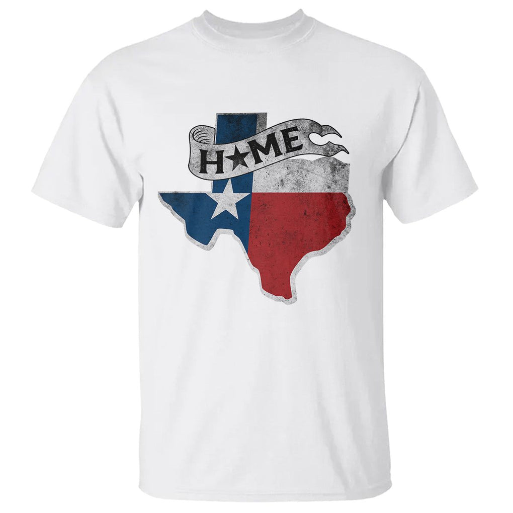 Texas Home State Map Distressed Flag T Shirt TS09 White Print Your Wear