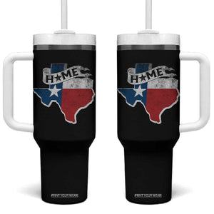 Texas Home State Map Distressed Flag Tumbler With Handle TS09 One Size: 40 oz Black Print Your Wear