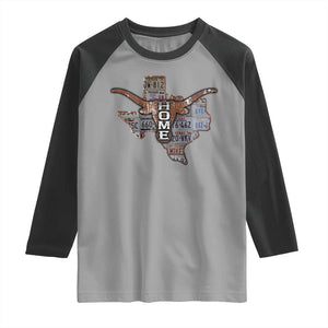 Texas Home Raglan Shirt Vintage State Map TX Longhorn TS09 Sport Gray Black Print Your Wear