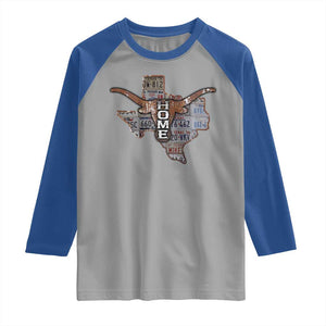 Texas Home Raglan Shirt Vintage State Map TX Longhorn TS09 Sport Gray Royal Print Your Wear