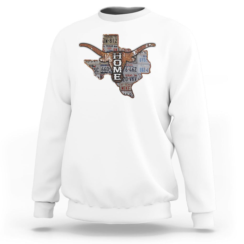 Texas Home Sweatshirt Vintage State Map TX Longhorn TS09 White Print Your Wear