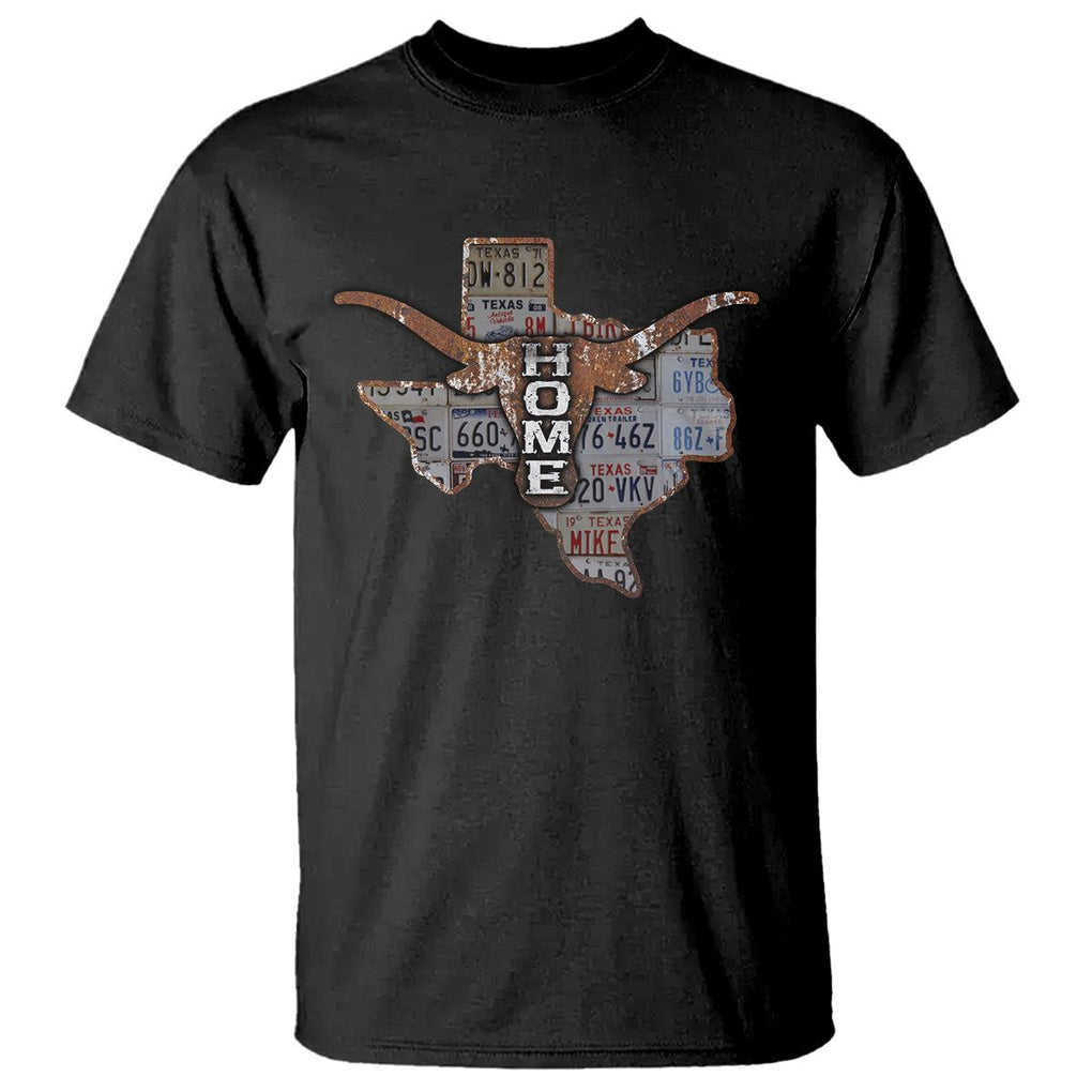 Texas Home T Shirt Vintage State Map TX Longhorn TS09 Black Print Your Wear