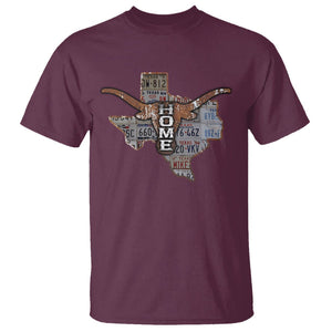 Texas Home T Shirt Vintage State Map TX Longhorn TS09 Maroon Print Your Wear