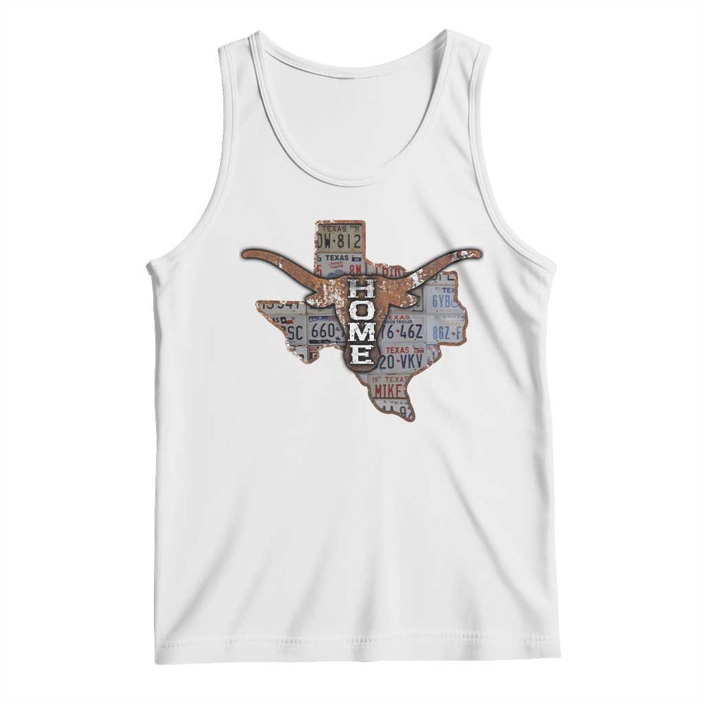 Texas Home Tank Top Vintage State Map TX Longhorn TS09 White Print Your Wear