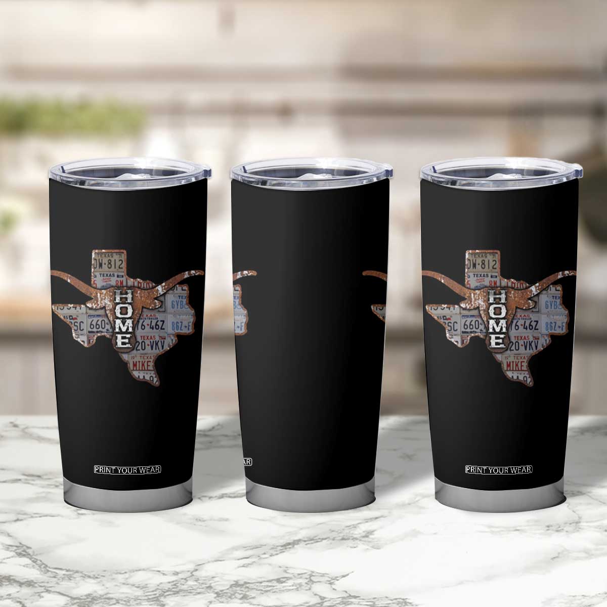 Texas Home Tumbler Cup Vintage State Map TX Longhorn TS09 Print Your Wear