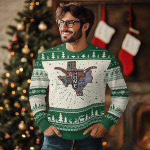 Texas Home Ugly Christmas Sweater Vintage State Map TX Longhorn TS09 Green Print Your Wear