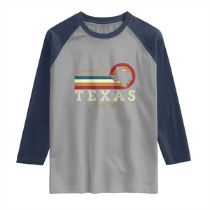 Retro Somebody In Texas Loves Me Raglan Shirt TS09 Sport Gray Navy Print Your Wear