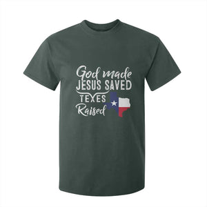 God Made Jesus Saved Texas Raised T Shirt For Kid TS09 Dark Forest Green Print Your Wear