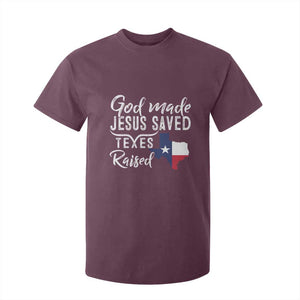 God Made Jesus Saved Texas Raised T Shirt For Kid TS09 Maroon Print Your Wear