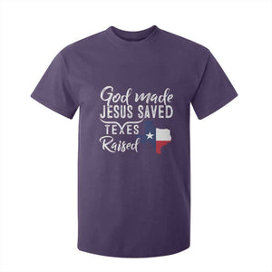 God Made Jesus Saved Texas Raised T Shirt For Kid TS09 Purple Print Your Wear