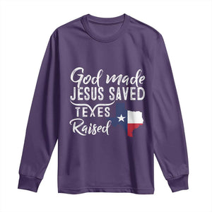 God Made Jesus Saved Texas Raised Long Sleeve Shirt TS09 Purple Print Your Wear