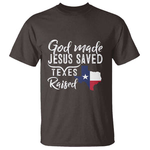 God Made Jesus Saved Texas Raised T Shirt TS09 Dark Chocolate Print Your Wear