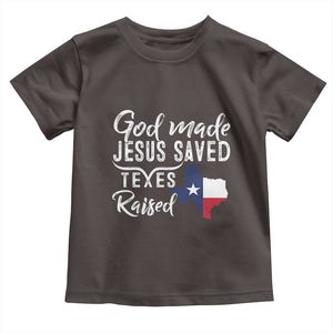 God Made Jesus Saved Texas Raised Toddler T Shirt TS09 Dark Chocolate Print Your Wear