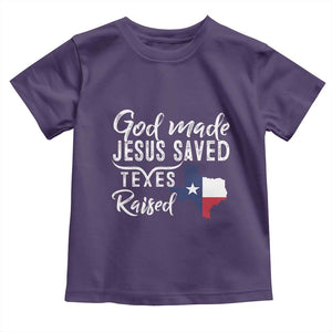 God Made Jesus Saved Texas Raised Toddler T Shirt TS09 Purple Print Your Wear