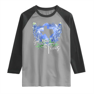 God Bless Texas Bluebonnet Raglan Shirt TS09 Sport Gray Black Print Your Wear