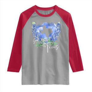 God Bless Texas Bluebonnet Raglan Shirt TS09 Sport Gray Red Print Your Wear