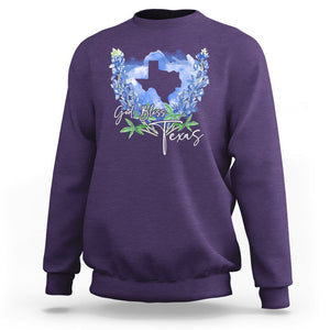 God Bless Texas Bluebonnet Sweatshirt TS09 Purple Print Your Wear