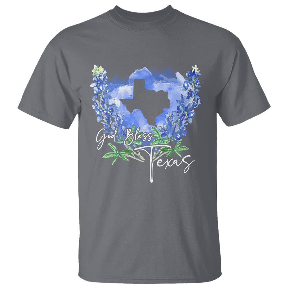 God Bless Texas Bluebonnet T Shirt TS09 Charcoal Print Your Wear