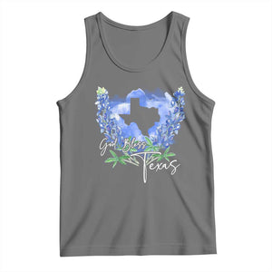 God Bless Texas Bluebonnet Tank Top TS09 Black Heather Print Your Wear