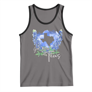 God Bless Texas Bluebonnet Tank Top TS09 Deep Heather Black Print Your Wear