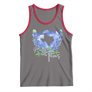 God Bless Texas Bluebonnet Tank Top TS09 Deep Heather Red Print Your Wear