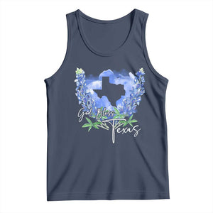 God Bless Texas Bluebonnet Tank Top TS09 Navy Print Your Wear