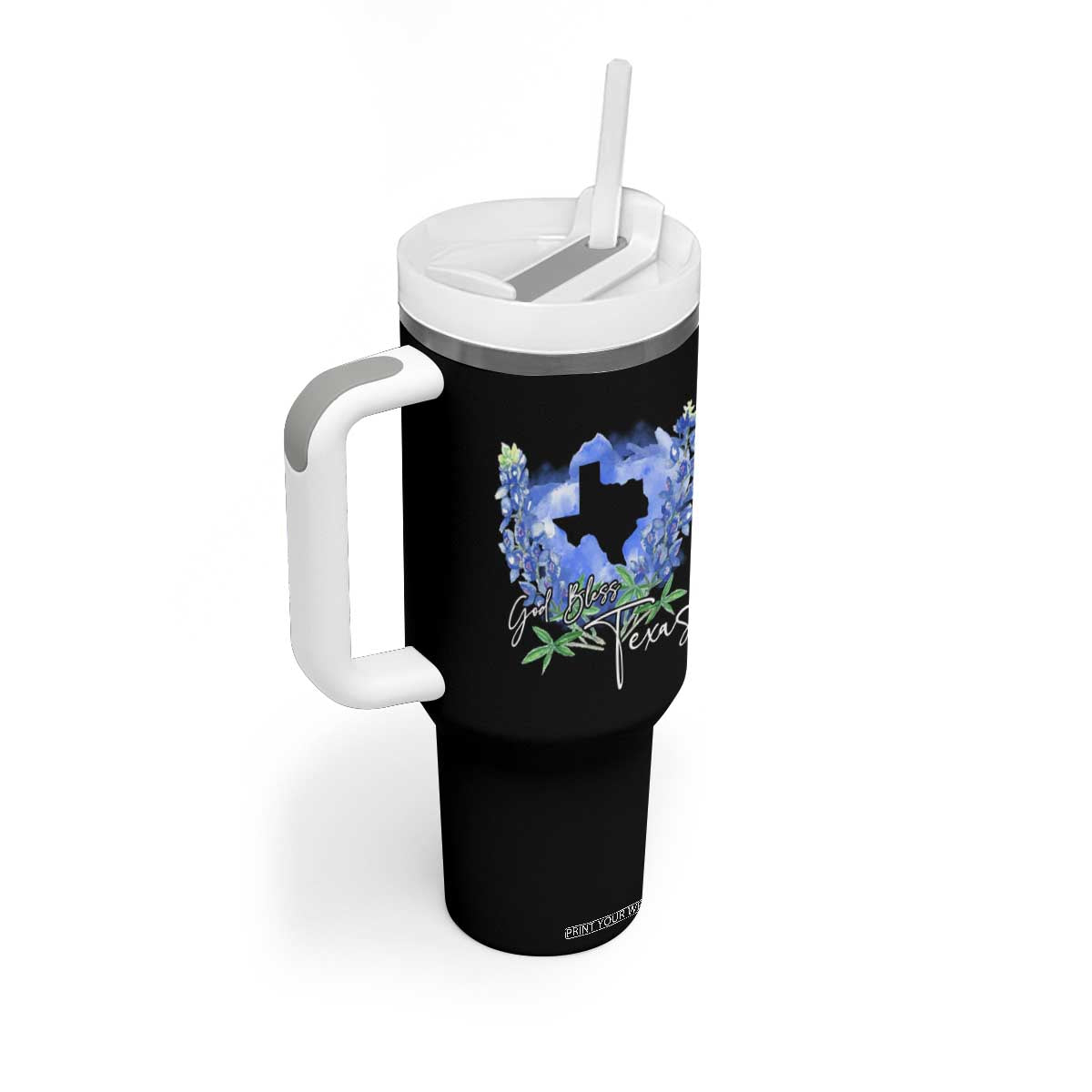 God Bless Texas Bluebonnet Tumbler With Handle TS09 Print Your Wear