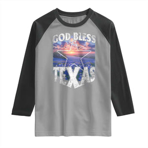 Bluebonnet Field God Bless Texas Raglan Shirt TS09 Sport Gray Black Print Your Wear