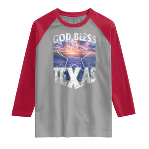 Bluebonnet Field God Bless Texas Raglan Shirt TS09 Sport Gray Red Print Your Wear