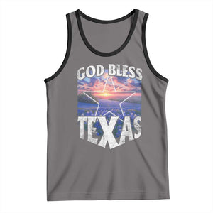 Bluebonnet Field God Bless Texas Tank Top TS09 Deep Heather Black Print Your Wear