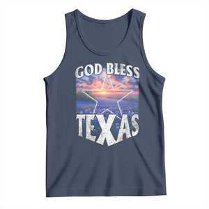 Bluebonnet Field God Bless Texas Tank Top TS09 Navy Print Your Wear