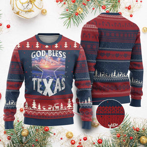 Bluebonnet Field God Bless Texas Ugly Christmas Sweater TS09 Burgundy Print Your Wear