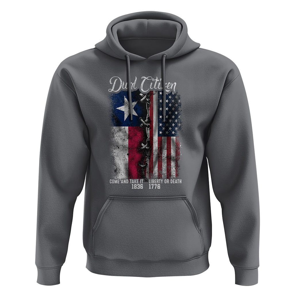Dual Citizen Texan American Hoodie TS09 Charcoal Print Your Wear