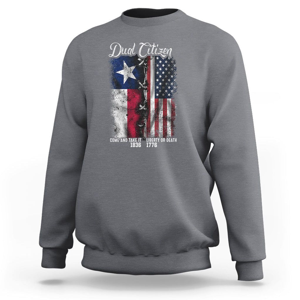 Dual Citizen Texan American Sweatshirt TS09 Charcoal Print Your Wear