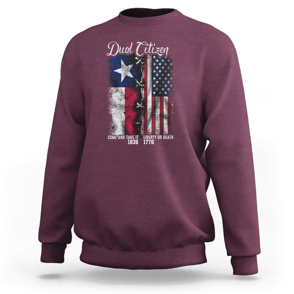 Dual Citizen Texan American Sweatshirt TS09 Maroon Print Your Wear