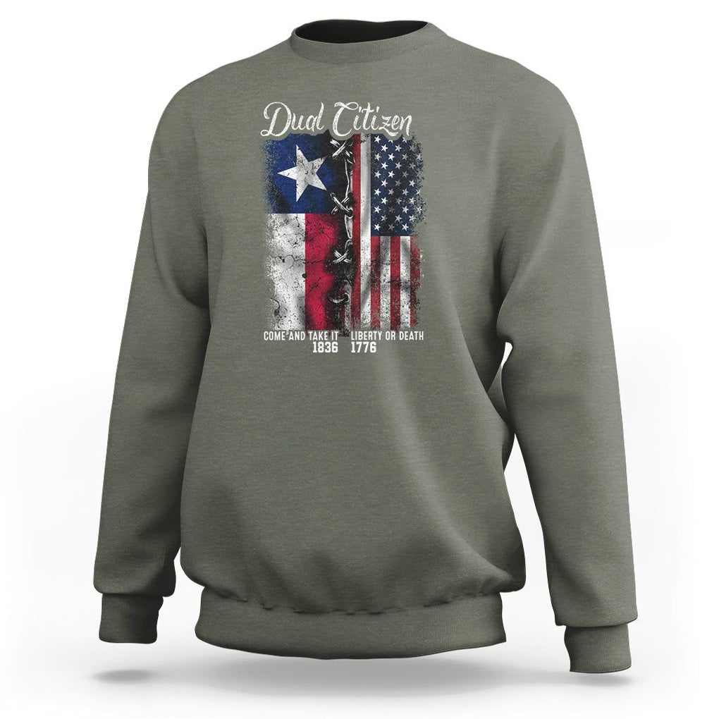 Dual Citizen Texan American Sweatshirt TS09 Military Green Print Your Wear