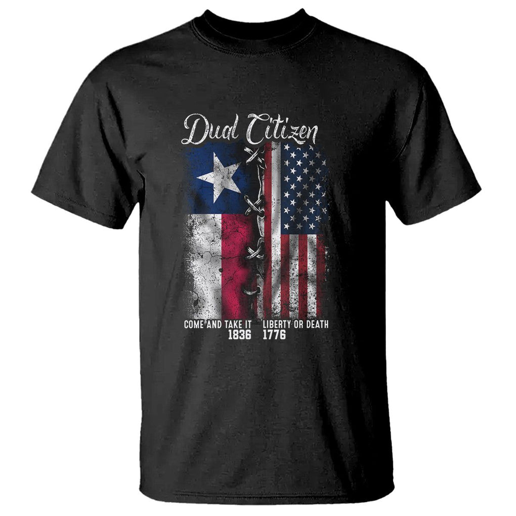 Dual Citizen Texan American T Shirt TS09 Black Print Your Wear