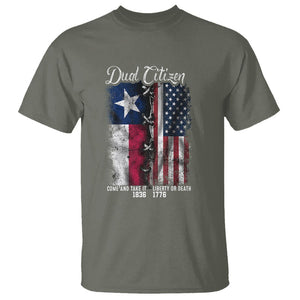 Dual Citizen Texan American T Shirt TS09 Military Green Print Your Wear