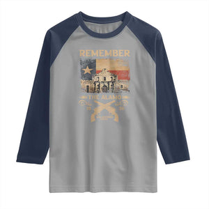 Texas Raglan Shirt Remember The Alamo San Antonio 1836 TS09 Sport Gray Navy Print Your Wear