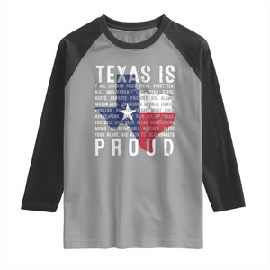 Texas Raglan Shirt Proud Taxan List Of Words That Describe Texas TS09 Sport Gray Black Print Your Wear