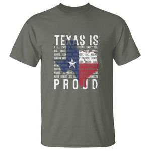 Texas T Shirt Proud Taxan List Of Words That Describe Texas TS09 Military Green Print Your Wear