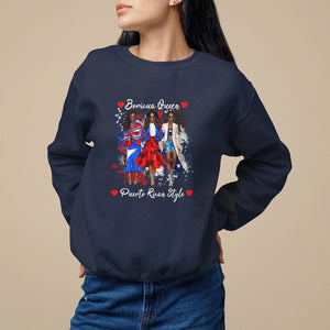 Puerto Rico Sweatshirt Puerto Rican Style Fashion Boricua Queen Women TS09 Navy Print Your Wear