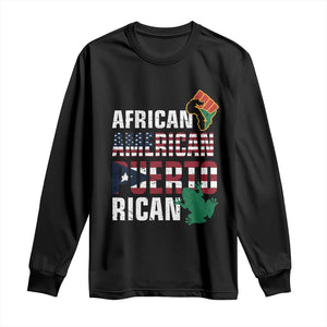 African American Puerto Rican Pride Long Sleeve Shirt TS09 Black Print Your Wear