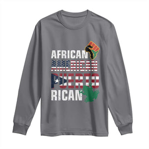 African American Puerto Rican Pride Long Sleeve Shirt TS09 Charcoal Print Your Wear