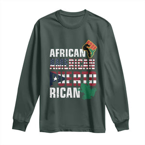 African American Puerto Rican Pride Long Sleeve Shirt TS09 Dark Forest Green Print Your Wear